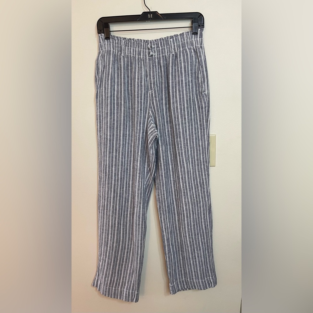 Briggs Women’s Linen Blend Relaxed Wide Leg Elastic Waistband Pockets Sz Medium.